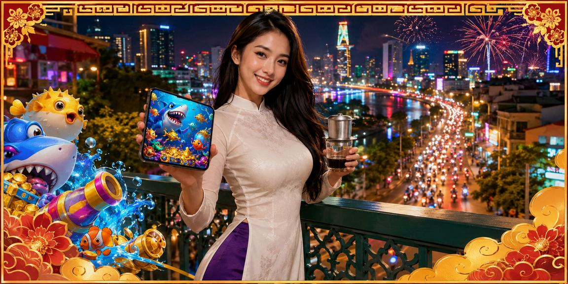 Người dùng tại TP.HCM chơi game bắn cá trên điện thoại trong quán cà phê buổi sáng