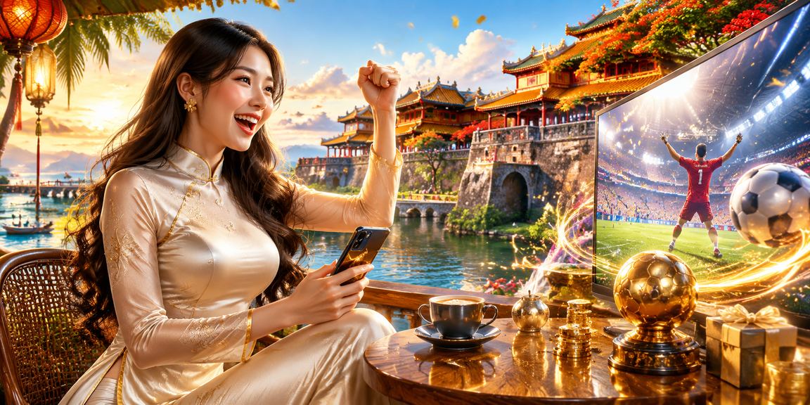 Người chơi tại Huế theo dõi kèo thể thao với trang phục truyền thống